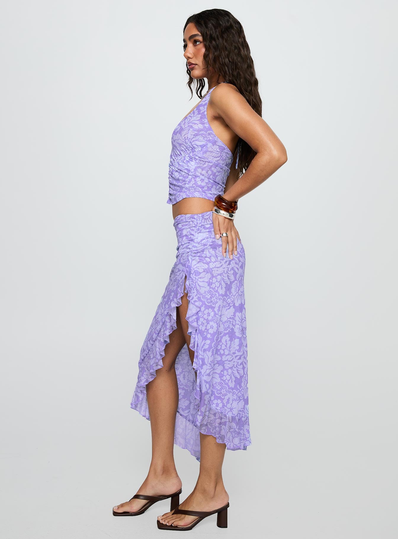 Rains And Pours Mesh Set Purple Floral