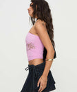 side view of model wearing Princess Polly Leary Strapless Top Pink Sleeveless straight 