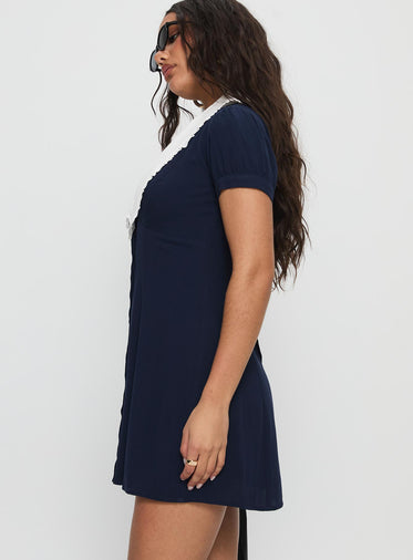 Fabiola Collared Mini Dress Navy