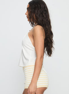 Santorini Crush Bead Detail Top White