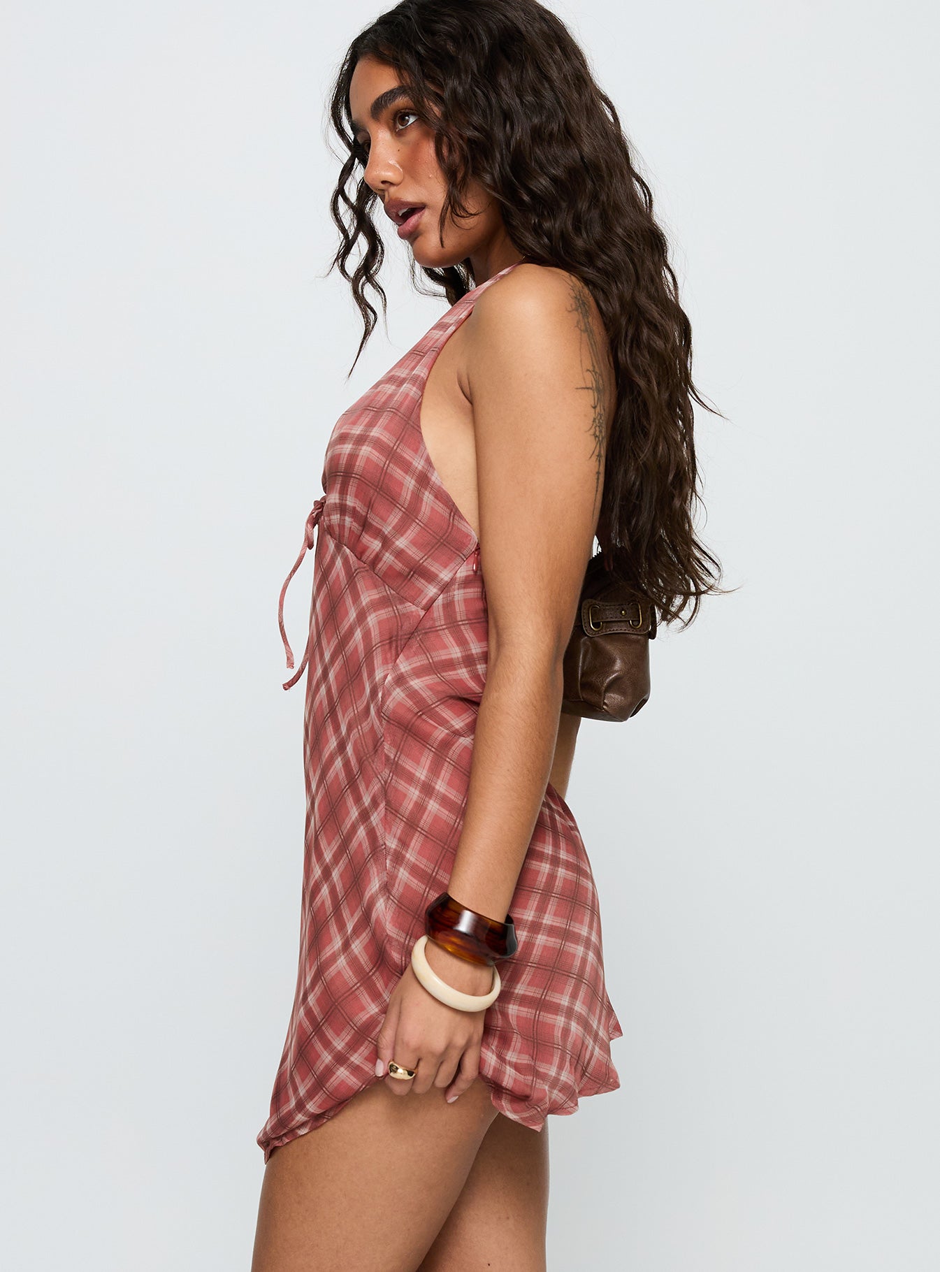 Laraline Halter Mini Dress Red Check | Princess Polly Laraline Halter Mini Dress Red Check | Princess Polly