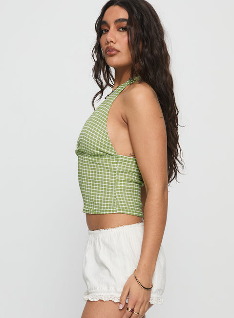 Whimsy Halter Top Sage Gingham