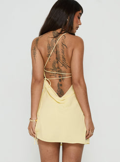 Ariann One Shoulder Low Back Mini Dress Yellow