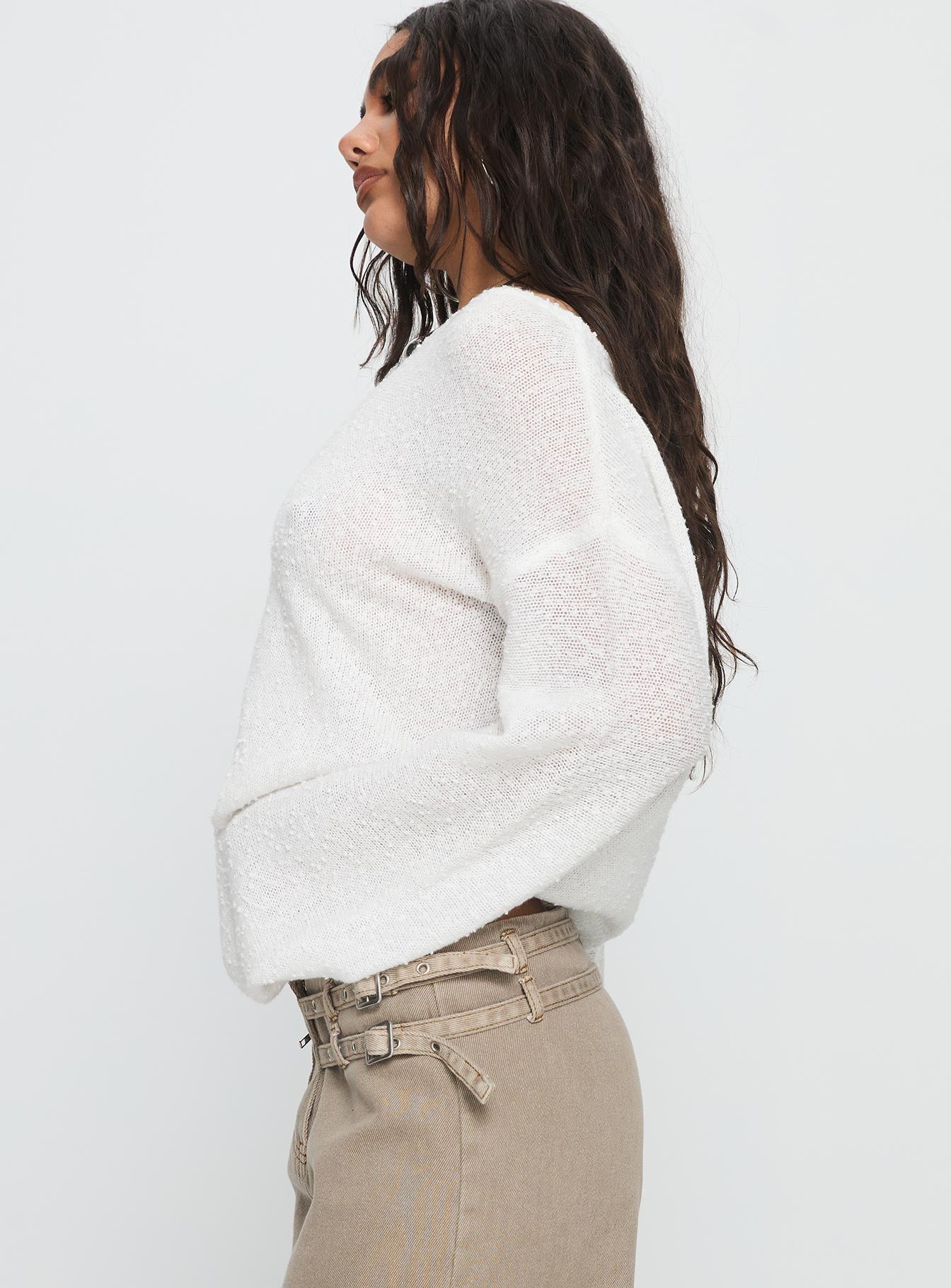 Riala Off Shoulder Knit Sweater White | Princess Polly