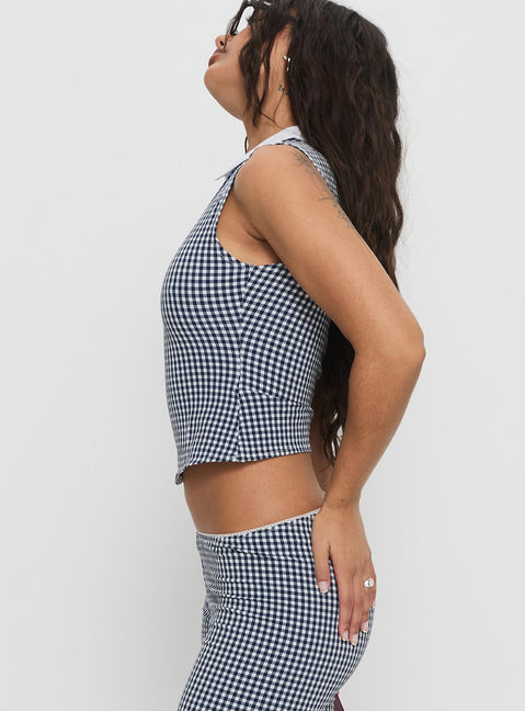 Tisuka Top Navy Check