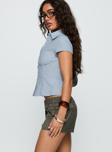 Body Electric Low Rise Shorts Brown Pinstripe