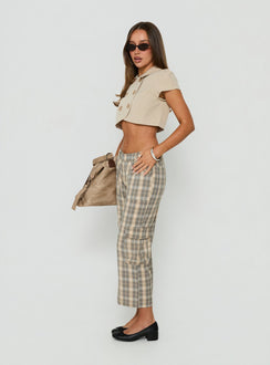 Designed with Indee Cropped Cargo Pants Check in womens-regular-pants with mid-rise back view of model wearing Princess Polly
