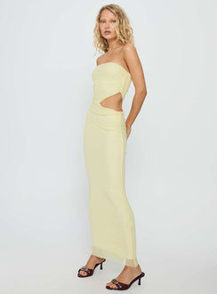 Tyllie Strapless Cut Out Maxi Dress Yellow