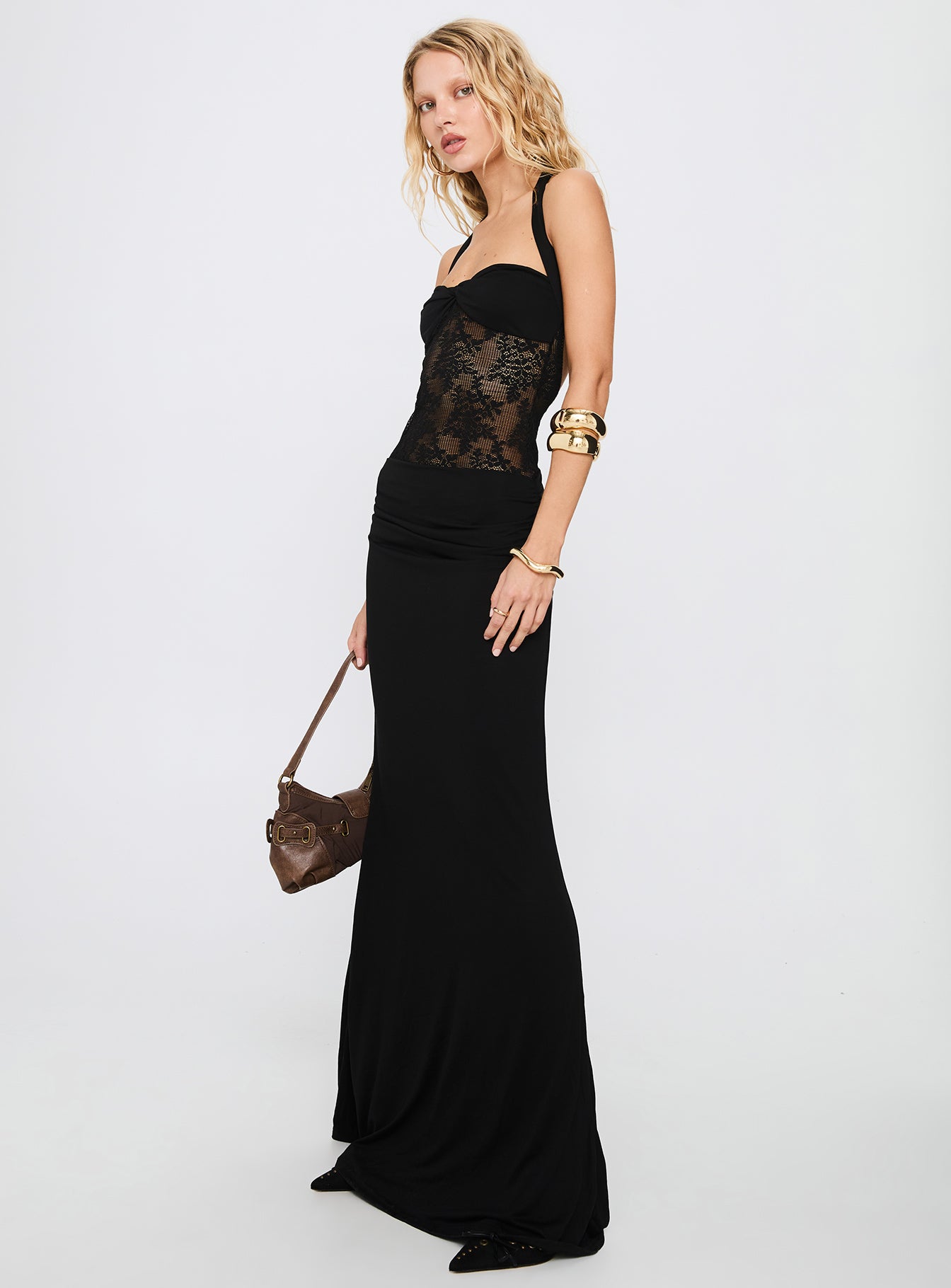 Adalyne Lace Halter Maxi Dress Black | Princess Polly Adalyne Lace Halter Maxi Dress Black | Princess Polly