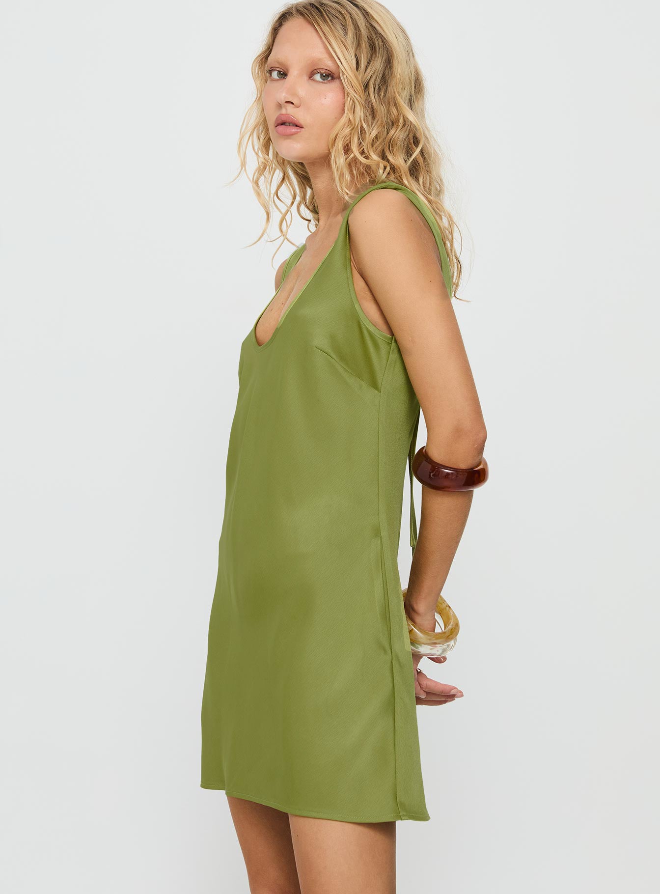 Kalyssia Tie Back Shift Mini Dress Green | Princess Polly Kalyssia Tie Back Shift Mini Dress Green | Princess Polly