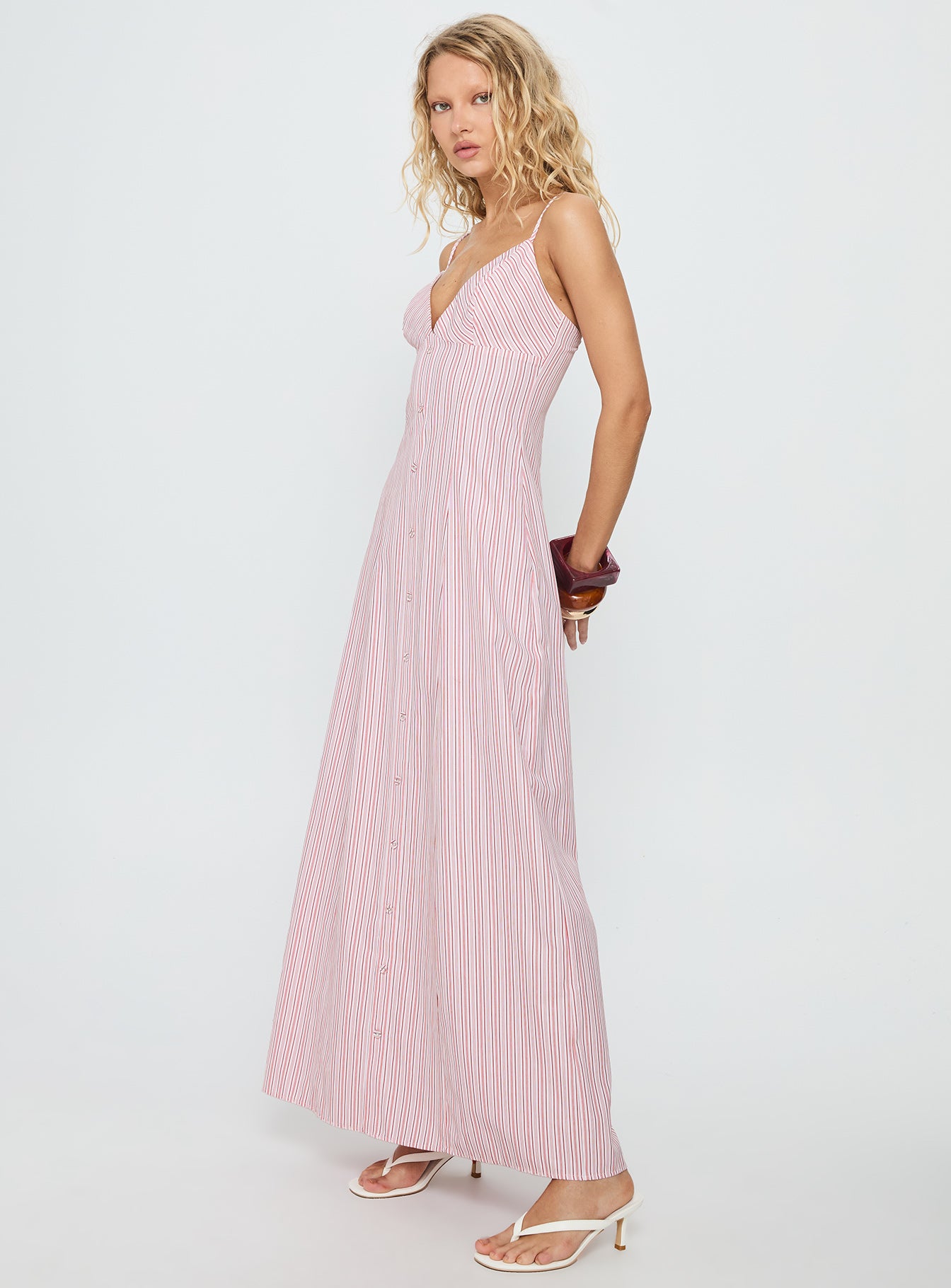 red stripe maxi dress Eliza Striped Maxi Dress Red / S