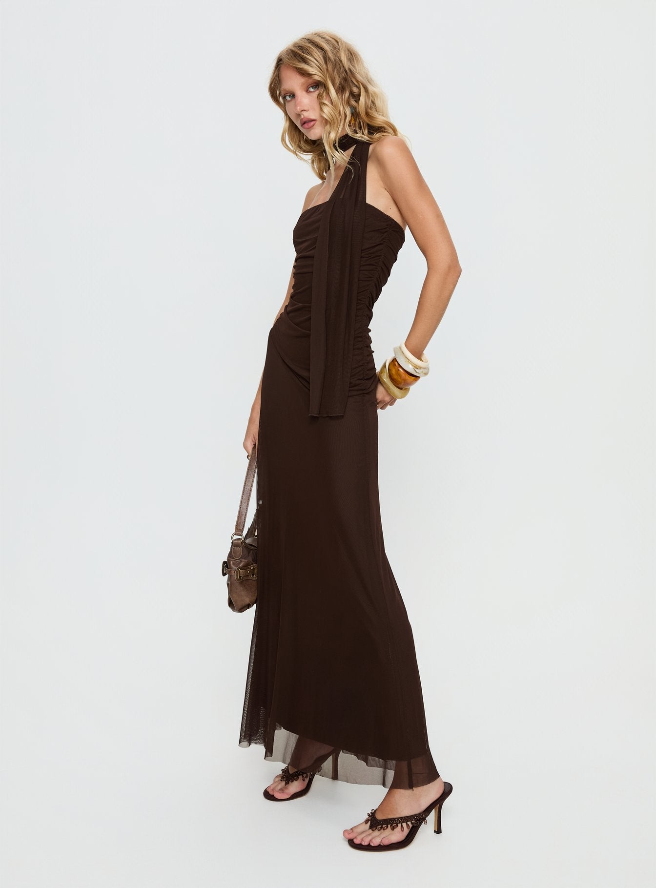 SNIDEL ダークブラウン ラップドレス Keena Scarf Maxi Dress - Chocolate – Peppermayo US
