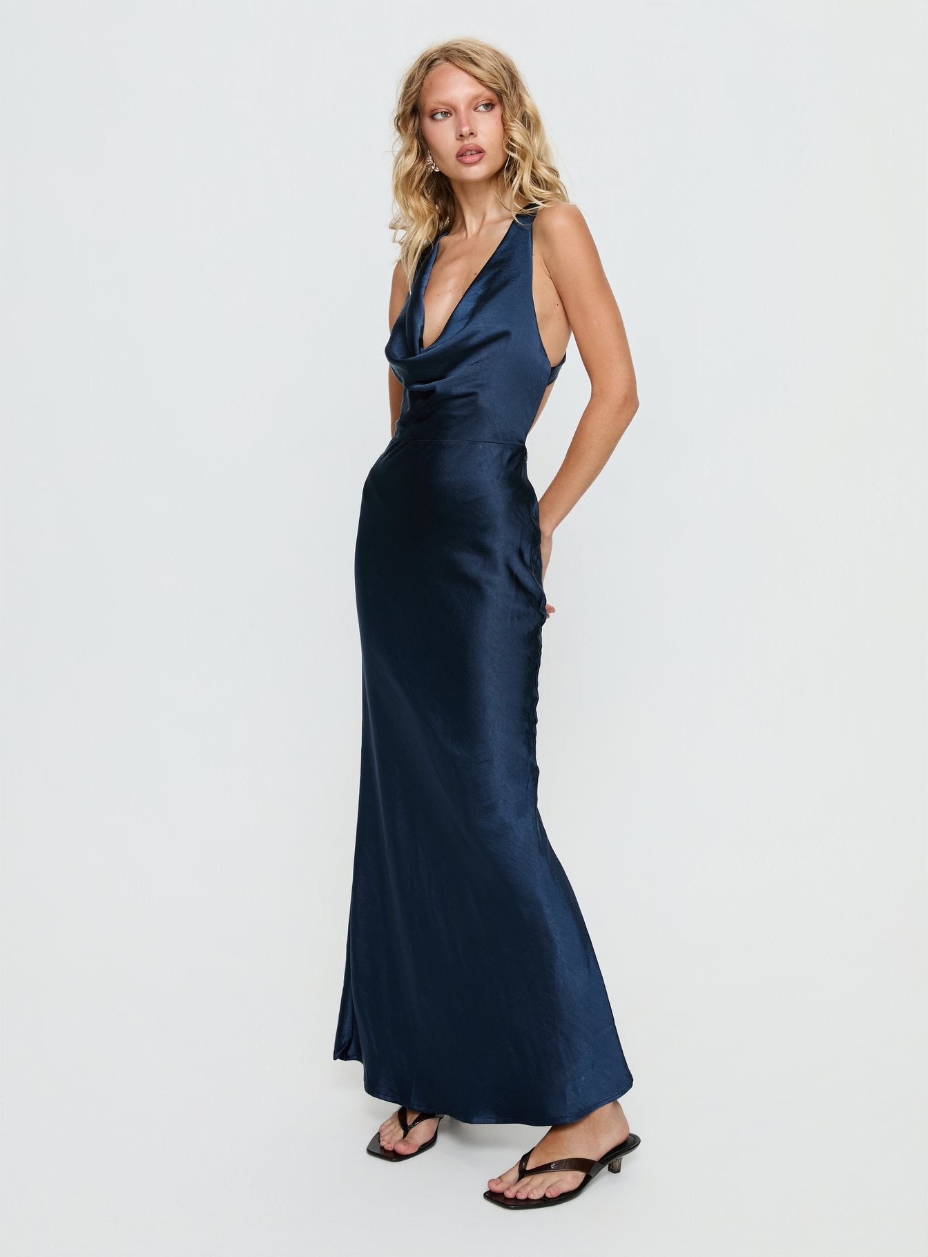Aubrienna Cowl Neck Maxi Dress Navy | Princess Polly Aubrienna Cowl Neck Maxi Dress Navy | Princess Polly
