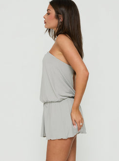 Roksy Tie Neck Drapey Romper Grey