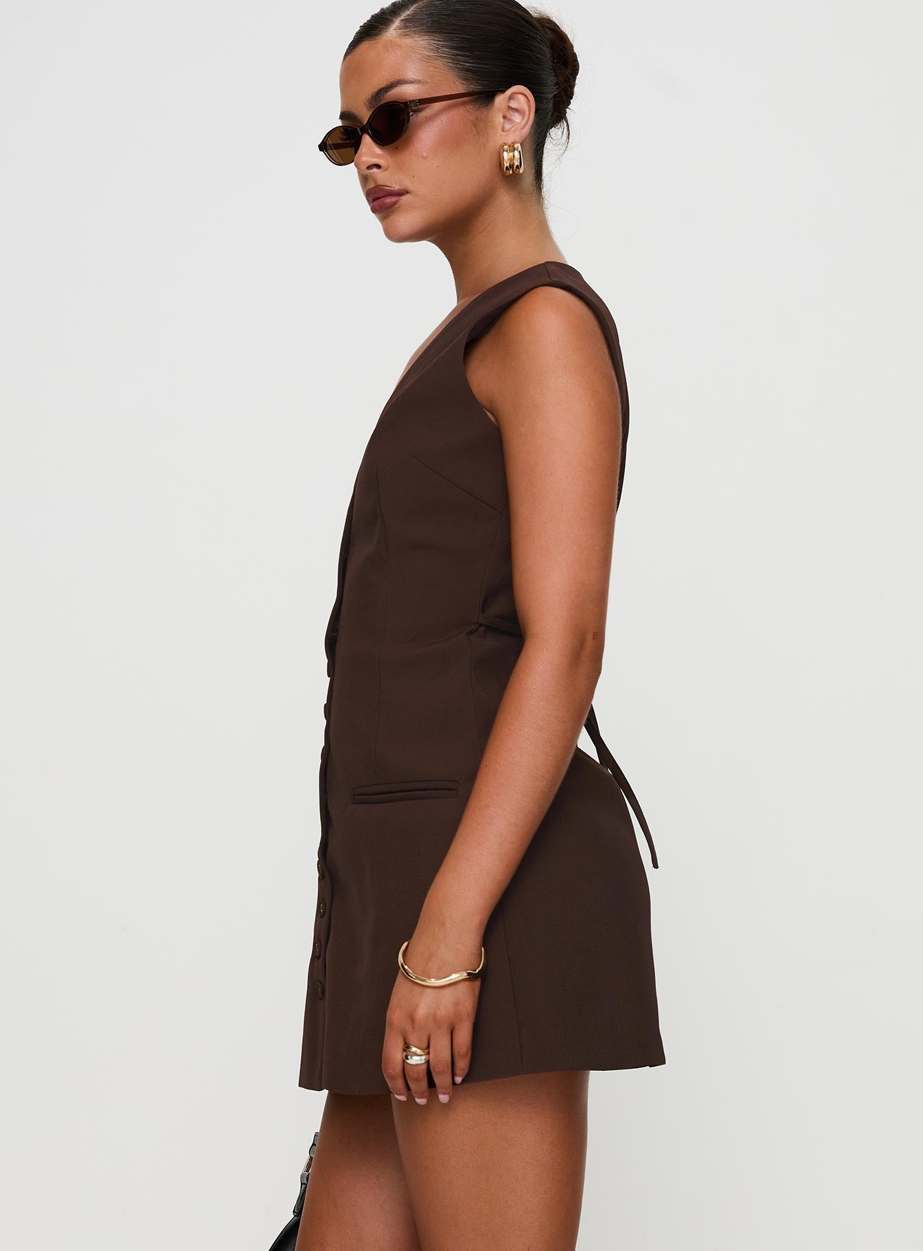 Laire Mini Dress Chocolate | Princess Polly Laire Mini Dress Chocolate | Princess Polly