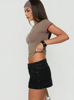 Warna Low Rise Denim Mini Skirt Washed Black