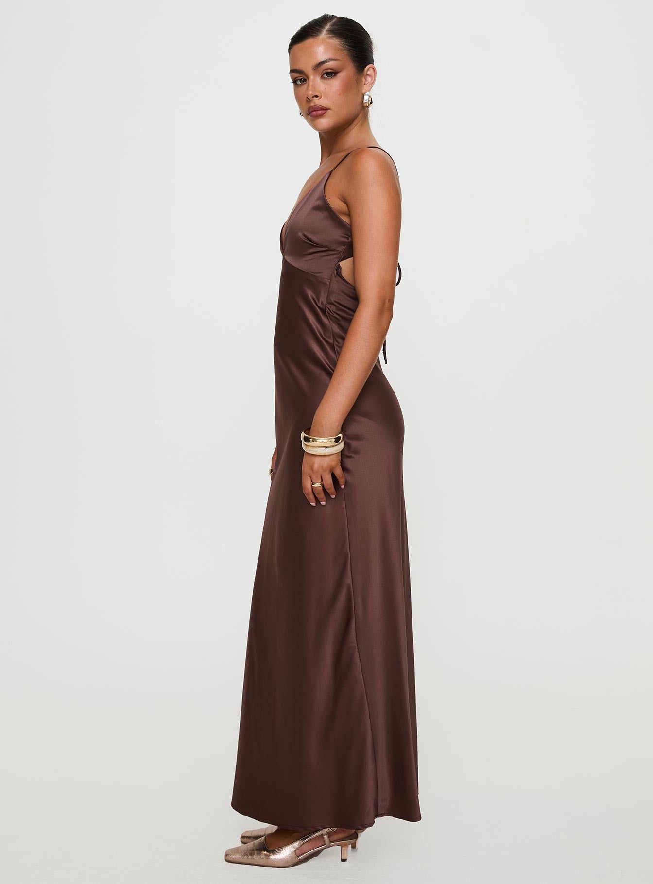 alejandria cowl neck maxi dress chocolate Nessie Cowl Maxi Dress in Dark Chocolate