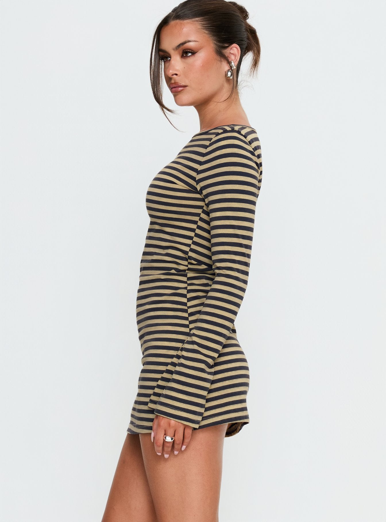 princess polly bryanna dress Bryanna Long Sleeve Mini Dress Pink / Brown