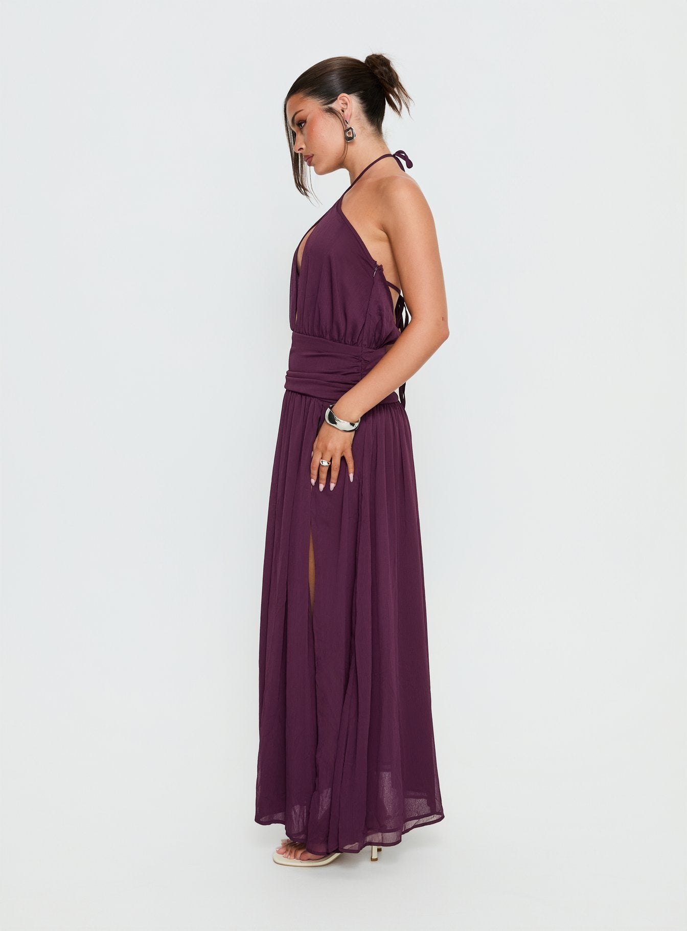 Catherina Blouson Halter Maxi Dress | Deep Purple | Womens | Princess Polly Catherina Blouson Halter Maxi Dress | Deep Purple | Womens | Princess Polly
