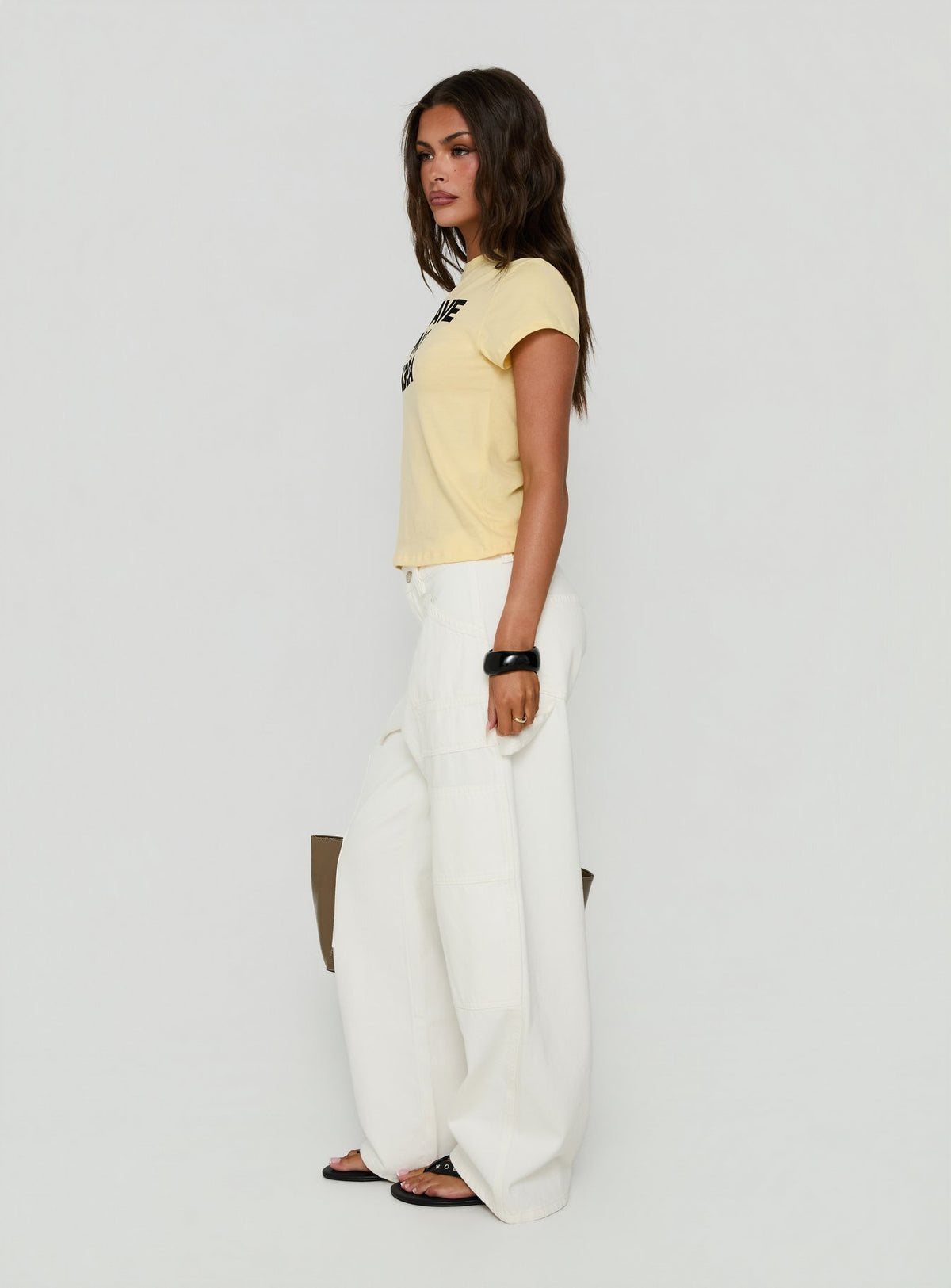 Mistree Mid Rise Baggy Cargo Jeans White