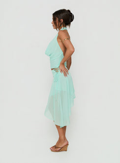 Evaleine Asymmetrical Chiffon Midi Skirt Blue