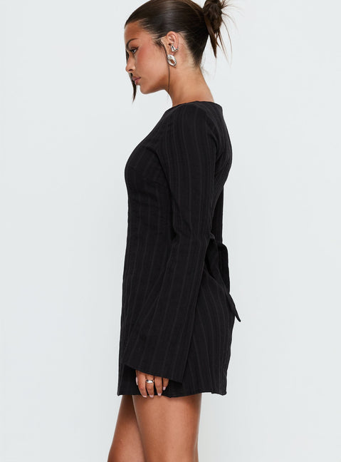 Alfalfa Long Sleeve Mini Dress Black