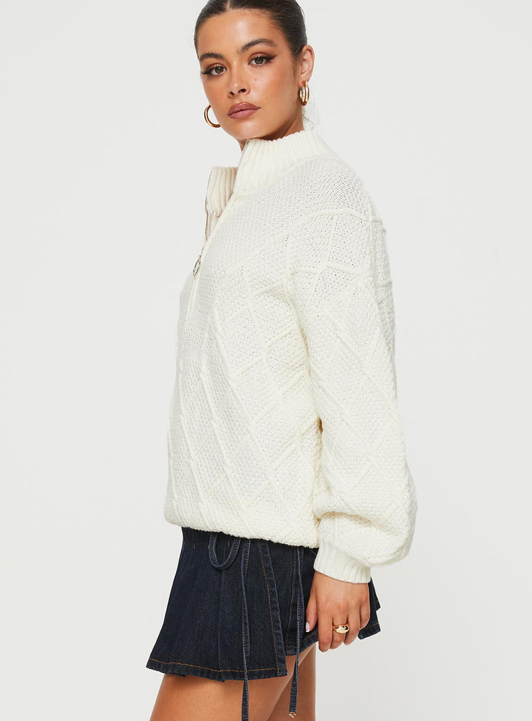 Quiet Night Cable Knit Sweater Cream