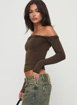 product Princess Polly Full Sleeves straight  Dusky Long Sleeve Top Khaki