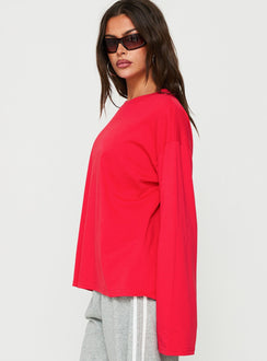 Settle Down Long Sleeve Top Red