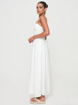 side view of model wearing Princess Polly Brightwell Maxi Dress White Square Neck 