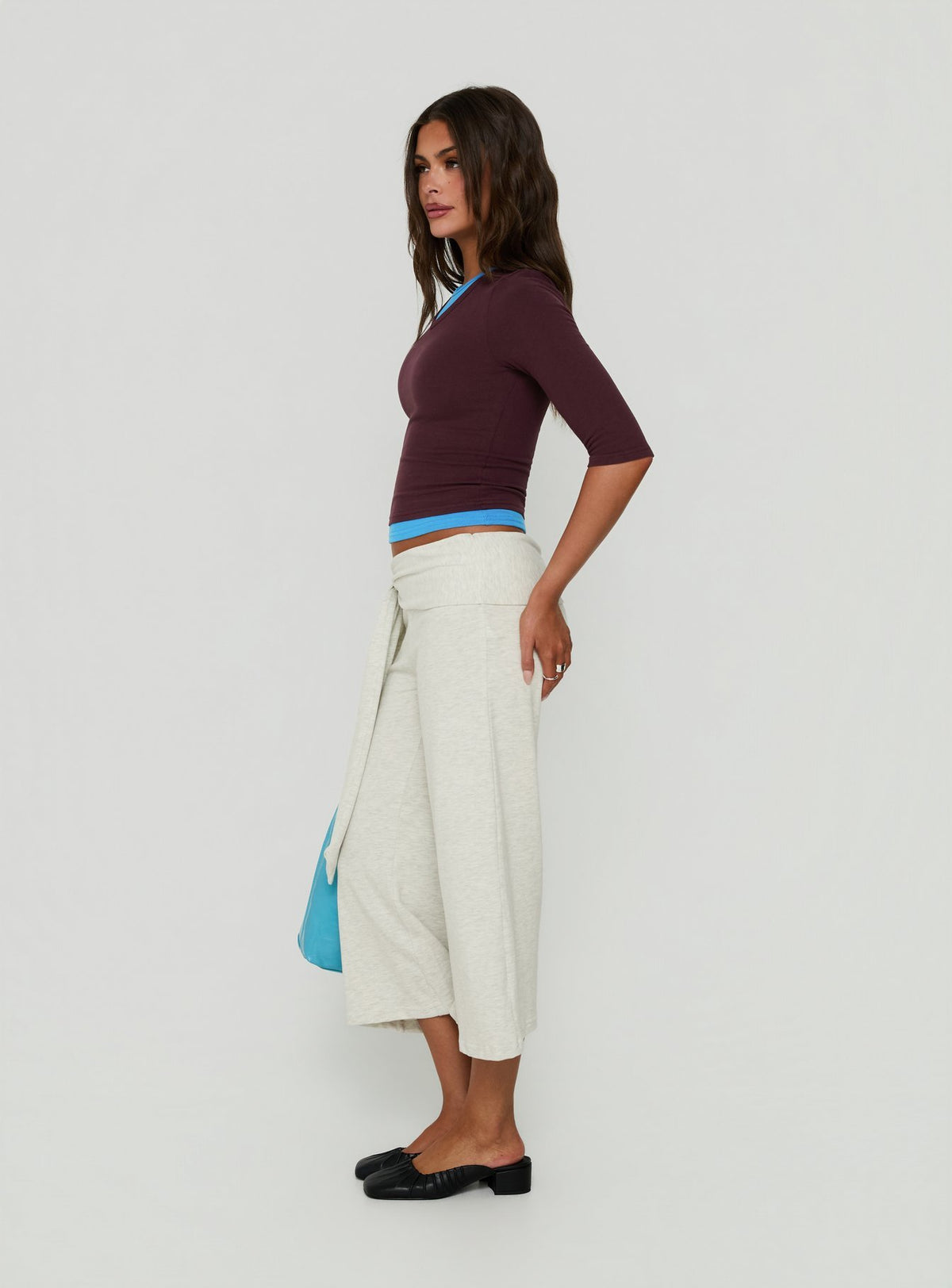 Allena Gaucho Tie Detail Shorts Grey Marle