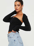 product Princess Polly Full Sleeves Square Neck  Siillato Knit Top Black