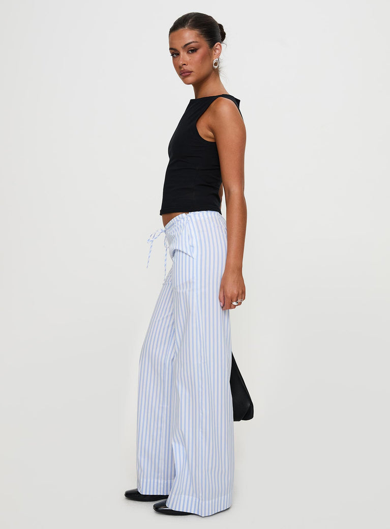 Collied Low Rise Pants Blue / White Stripe | Princess Polly USA