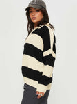 Mild Collared Sweater Cream / Black Princess Polly  long 