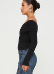 Long sleeve rib knit top Cold shoulder design, folded neckline design, silicone strip at bust