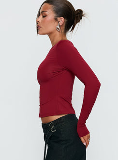 Crowded Room Button Up Long Sleeve Top Wine