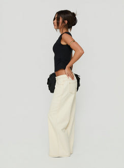 Picco Ultra Low Rise Wide Leg Jeans Cream