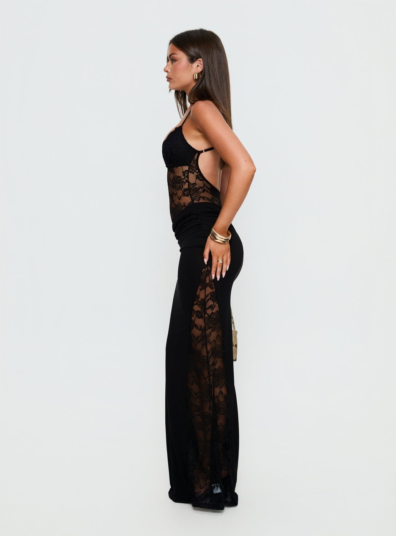 Chantella Lace Cut Out Maxi Dress Black | Princess Polly Chantella Lace Cut Out Maxi Dress Black | Princess Polly
