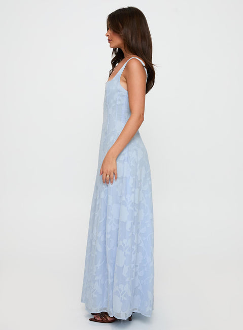 Margaux Burnout Maxi Dress | Blue | Womens | Princess Polly Margaux Burnout Maxi Dress | Blue | Womens | Princess Polly