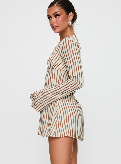 princess polly mini dress brown Lukea Long Sleeve Mini Dress | Brown | Womens