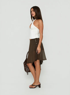 Eliodora Layered Sheer Midi Skirt Brown