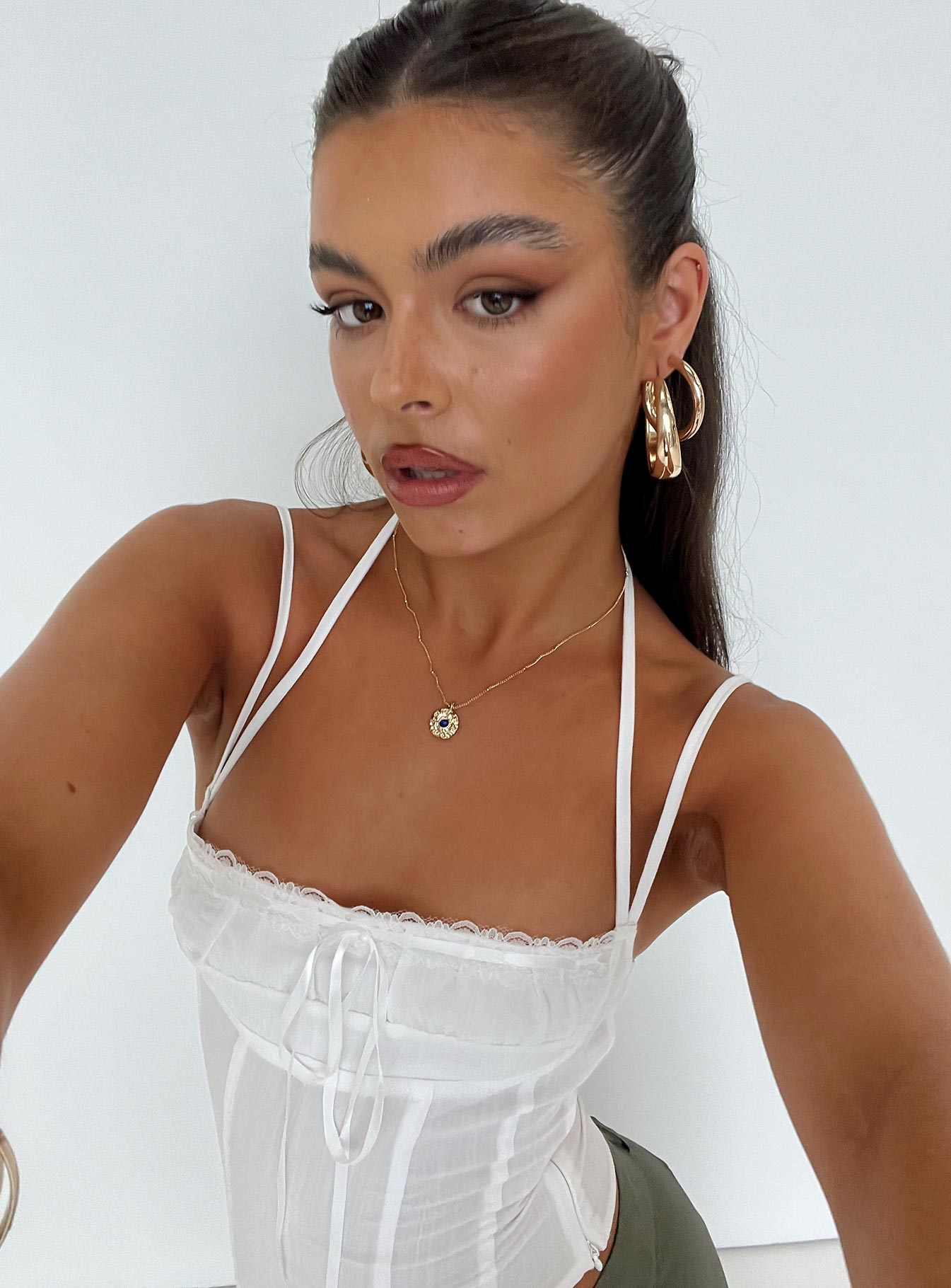 product Princess Polly Sleeveless Square Neck  Trynia Top White