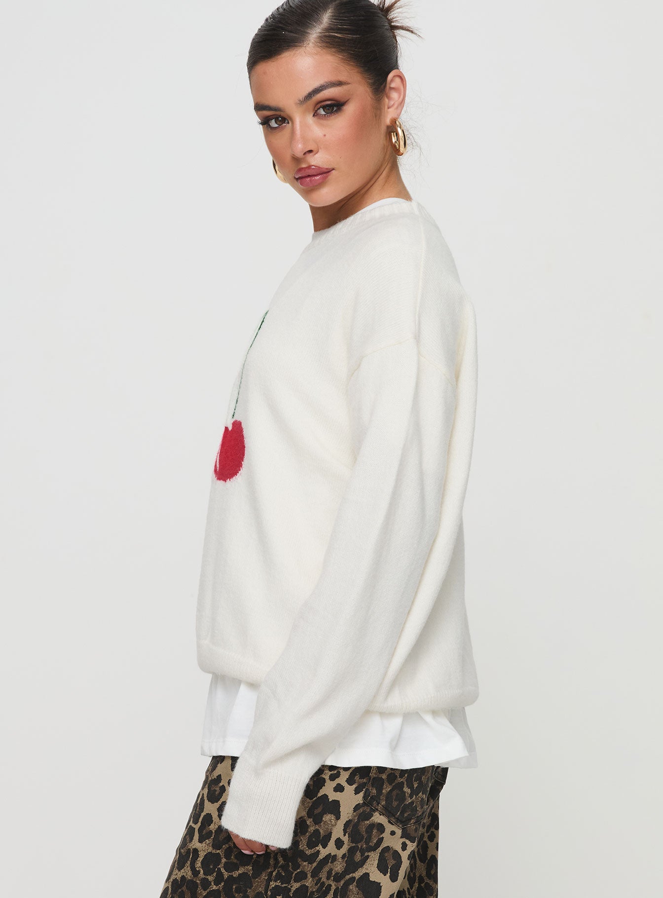 Cherry Dreams Knit Jumper Cream | Princess Polly
