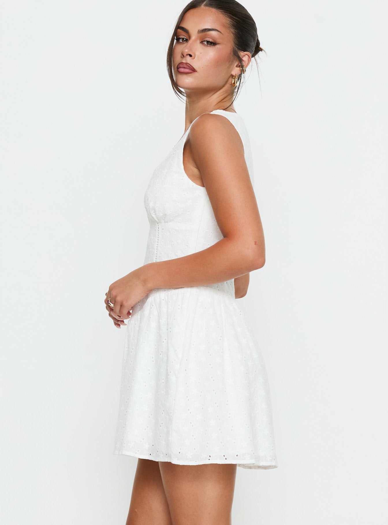 Thinking Bout You Lace Trim Sleeveless Mini Dress White | Princess Polly Thinking Bout You Lace Trim Sleeveless Mini Dress White | Princess Polly
