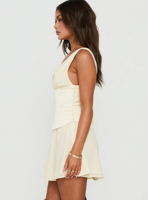 Lucillah Corset Chiffon Mini Dress Cream