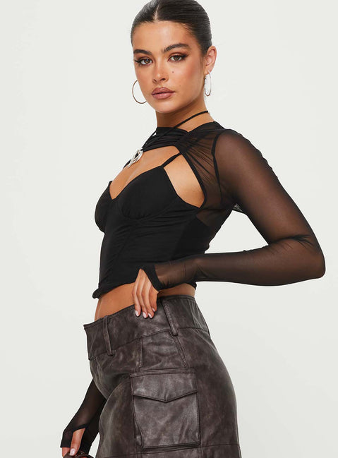 product Princess Polly Full Sleeves High Neck  Mckeon Long Sleeve Top Black