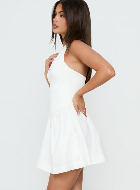 Allyce Halter Mini Dress White | Princess Polly Allyce Halter Mini Dress White | Princess Polly