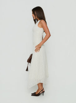 Enzina Lace Hanky Hem Maxi Dress Cream