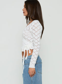 Lesla Crochet Wrap Cardigan White