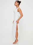Cowl maxi dress Fixed shoulder straps, cowl back with cross straps, bias cut, slit at leg Slight stretch, fully lined, sheer